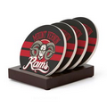 4pc. Round Coaster Set with Stand